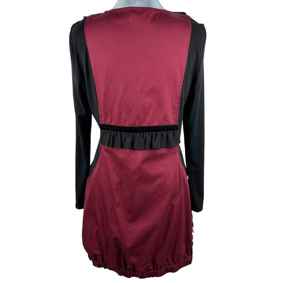 Milly New York Y2K Whimsigoth Dress Medium Burgundy Black Lace Overlay Beads - Picture 2 of 16